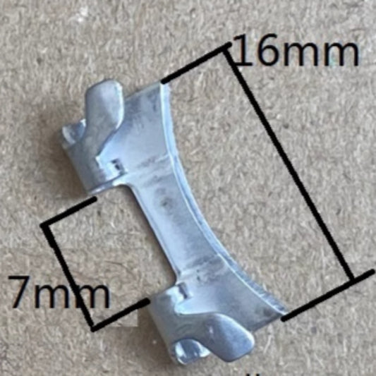 Polished silver 7x16mm curved end spring bars for bracelet watch bands, durable replacement.