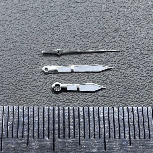 2 Sets Green Lume Arrow Shape Silver Trim Watch Hands for Ronda 515