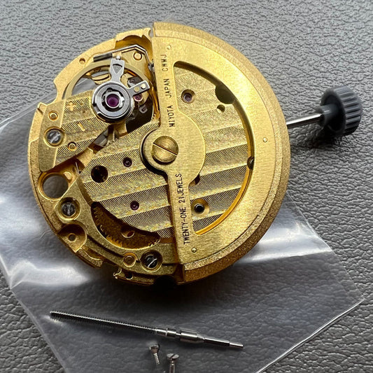 Golden plated Japan Miyota 82S7 automatic mechanical watch movement for precise timekeeping.