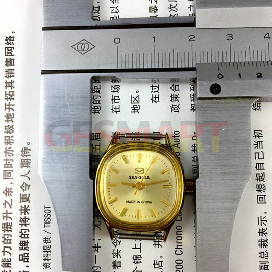 27mm golden square Tianjin Seagull manual mechanical lady watch with nail hour markers