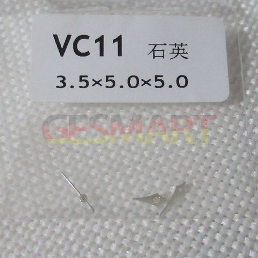 Silver 3.5x5x5mm watch hands for Hattori Epson VC11 movement with precision design.