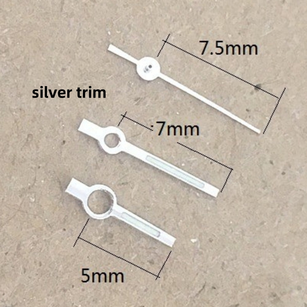 Silver trim 7.5mm square pointed watch hands for Seagull ST6 mechanical movement