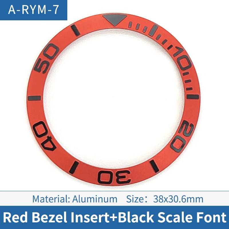 38mm Black Font Red Sloped Aluminum Watch Bezel For Skx007 Srpd Diving Watch