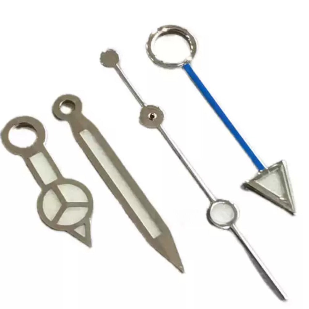 Blue+Silver trim BGW9 luminous watch hand set for NH34 GMT movement, 4 hands