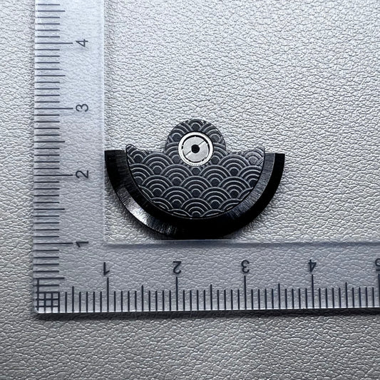 Black Sea Wave carved rotor for NH35 NH36 watch movement, enhancing automatic winding efficiency.