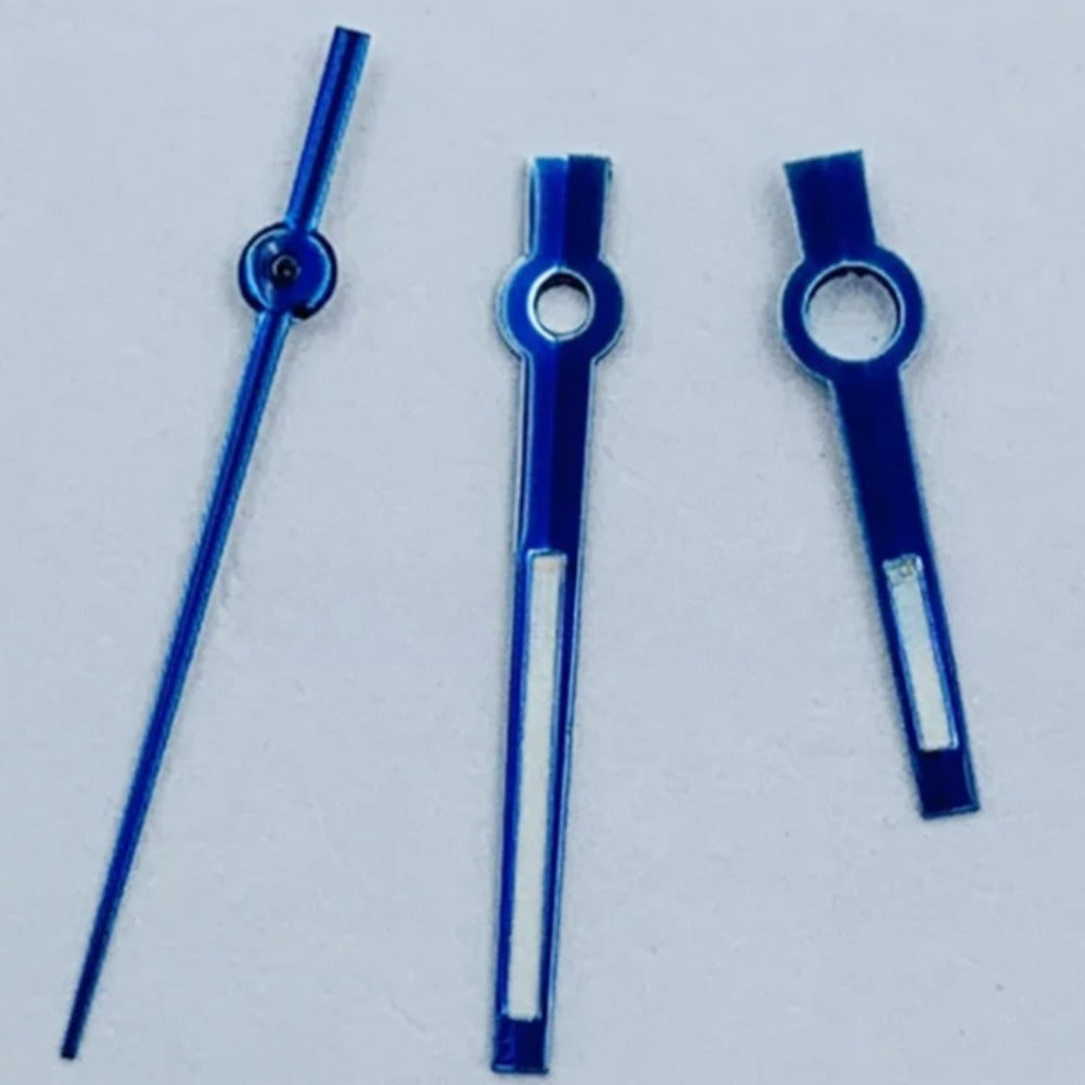Blue trim lume watch hands set for NH34 NH35 NH36 NH38 NH39 movements, 8x12x12.5mm size
