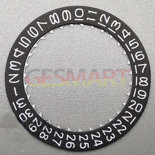 Japan Made black date disk wheel for Miyota 9015 watch movements, date window at 3 or 6 o'clock, precision fit.