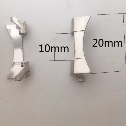 Silver 10x20mm matted curved end links spring bars for watch bracelets, part #305.