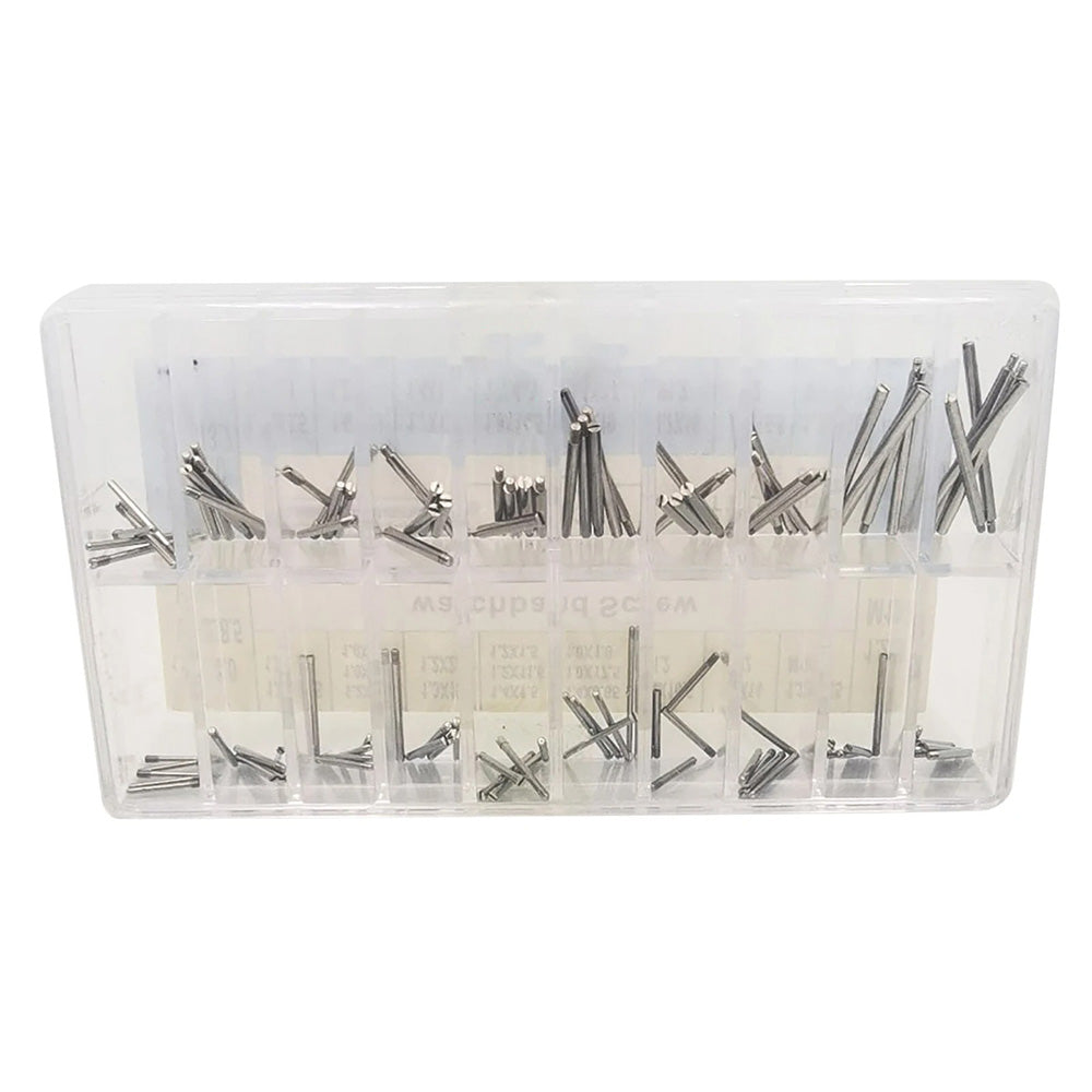100Pcs stainless steel screws for Rolex watch bands, versatile sizes for strap repair and adjustment.
