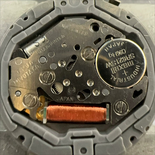 Original Miyota 6P90 quartz movement watch part with 5 hands and moonphase for precise timekeeping.