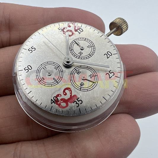 ETA Asian 7750 Automatic Chronograph Movement showing dial at 3, 6, 9 with ETA 7753 setup