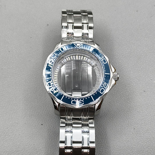 41mm 316L Silver Watch Case for Seamaster 300 NH35 NH36 NH38 NH34 Sapphire Glass