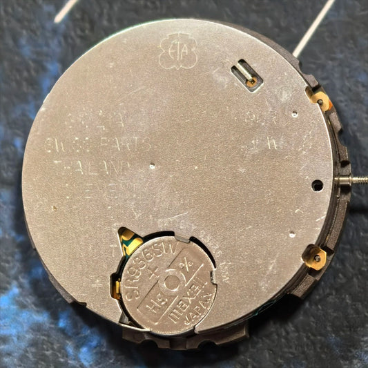 Swiss Made ETA G10.21A quartz watch movement with 6 hands and date at 4 o'clock for watch repairs.