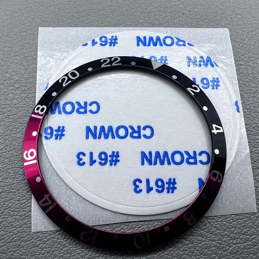 36.5*30.8mm Black Red Watch Bezel Green Luminous Vintage Aluminum Alloy Slope