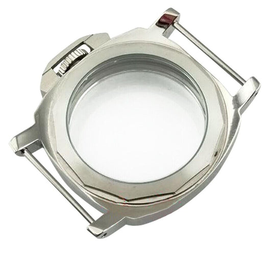 Polished 44MM stainless steel watch case for ETA6497/6498, fits ST3600/ST3620 movements, brand quality.
