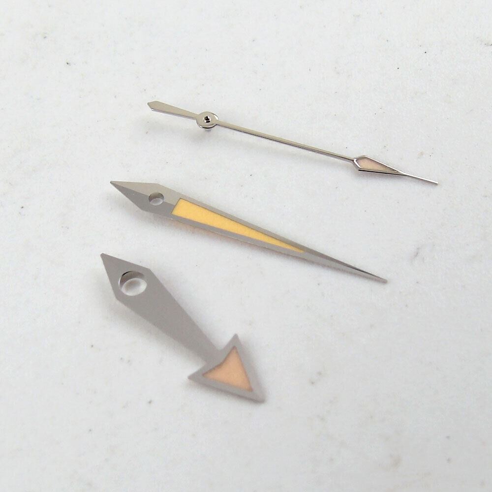 Green luminous watch hands set by MYT, compatible with ETA 2824/2836 and more movements, ideal for precise watch repair.