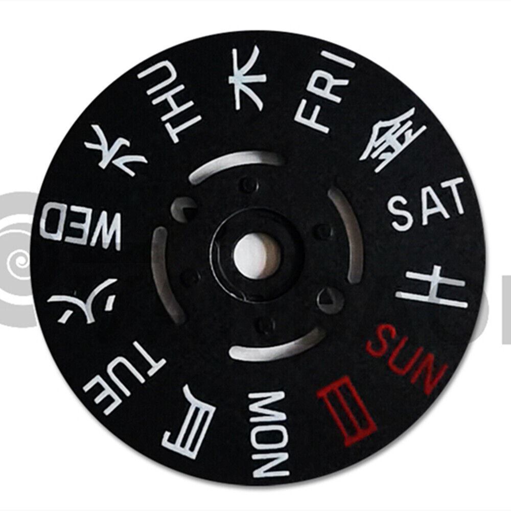 Roue de semaine noire japonaise anglaise adaptée aux modèles NH35/36, position 3/3,8