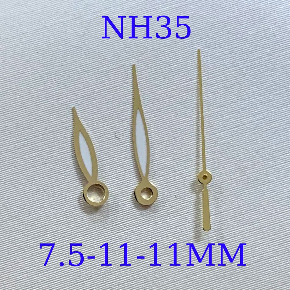 Green luminous watch hands set by B16 for NH35A/NH36A/4R36 movements, sizes 7.5/11/11mm, perfect for watch repair.