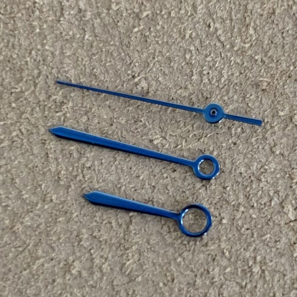 Green luminous sharp end blue and black watch hands set for NH35A/NH36 movement by B41, ideal for watch repair.