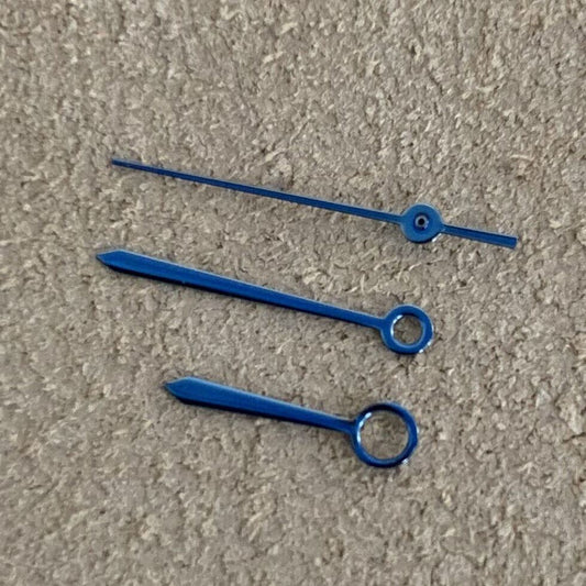 Green luminous sharp end blue and black watch hands set for NH35A/NH36 movement by B41, ideal for watch repair.