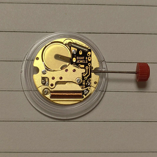 Watchmakers ISA 127 quartz movement with 2 hands, reliable replacement part for watch repair.