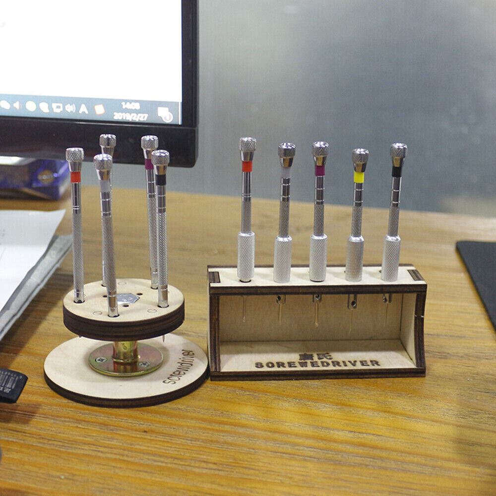 Tournevis en acier avec base rotative, outil de réparation de montres et bijoux, 5 pièces/ensemble
