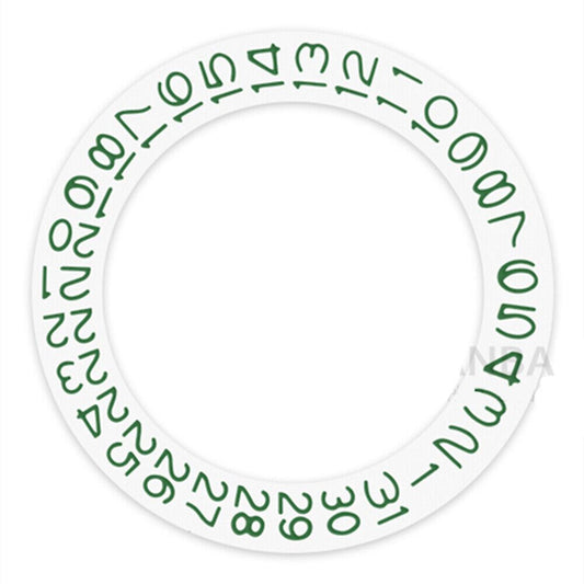 Dark green character disk date wheel on white background for Miyota NH35/NH36 watches.