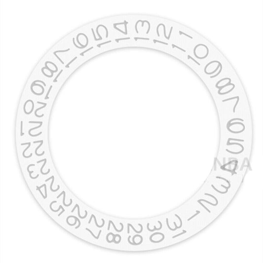 Light grey character disk date wheel for Miyota NH35 NH36 watch movement, white background, brand-neutral.