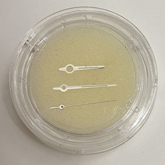 Golden and silver luminous watch hands for ETA 2892, 2836, 2824 movements, enhancing visibility in low light.