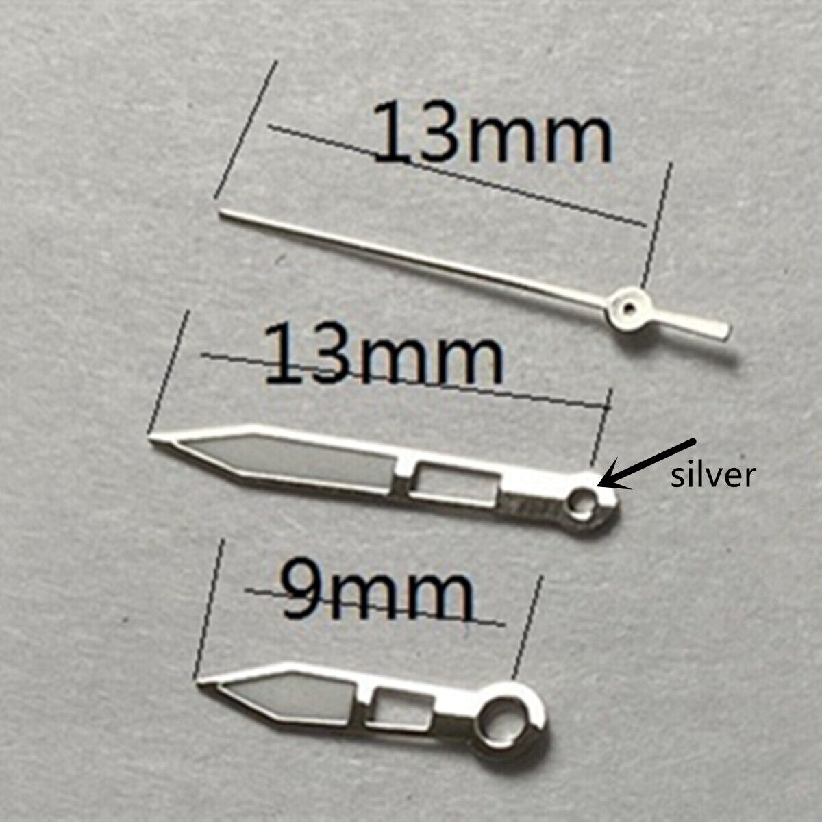 13 mm Uhrzeiger, silberner Rand, grüne Leuchtmasse für Miyota 2315 2035 2036 2115 2305