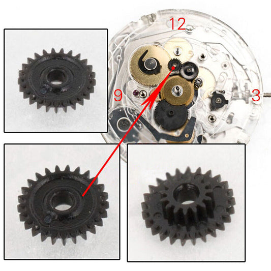 Set of 3 ETA C01.211 date indicator driving wheels, precision watch movement parts #6434 for repairs.