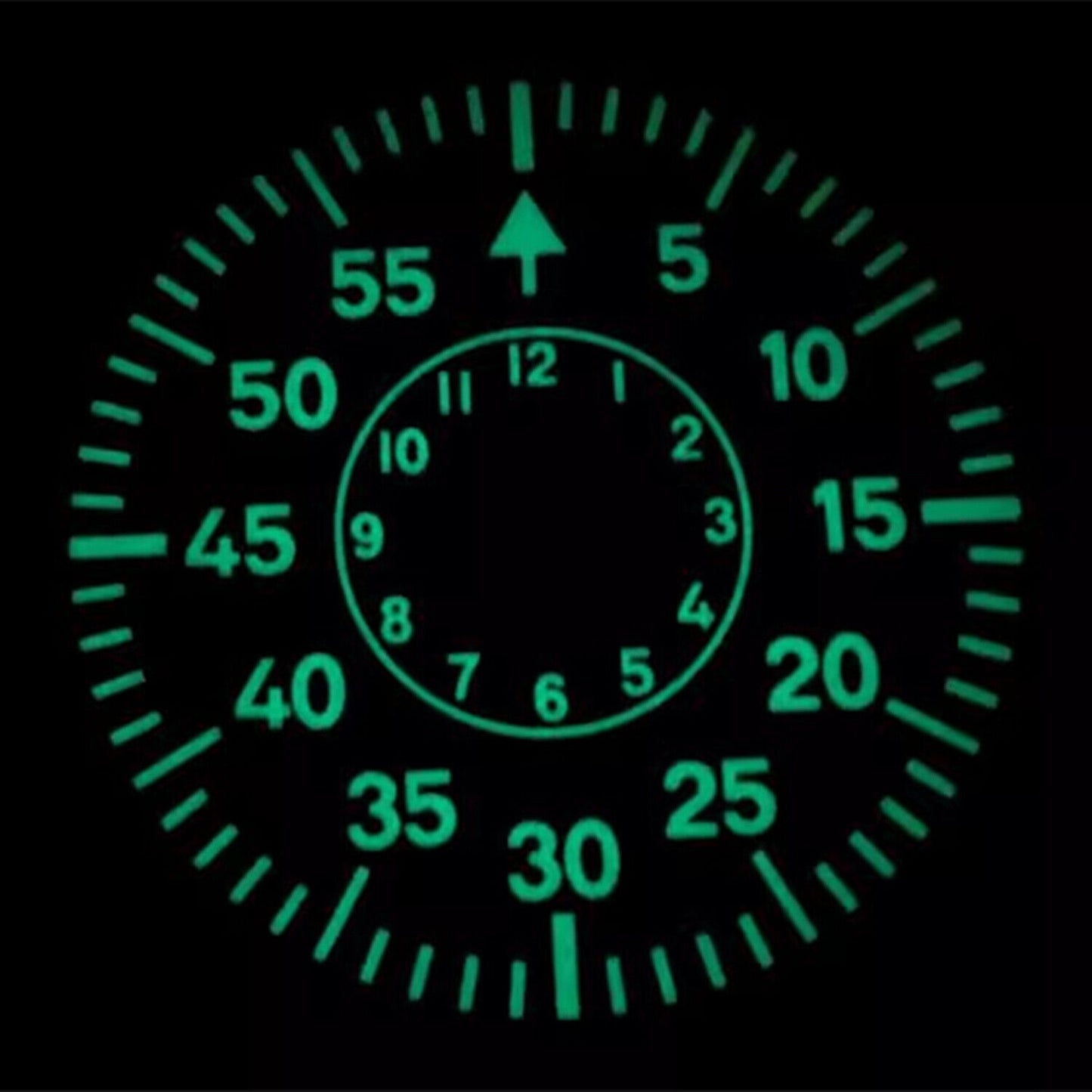38.9mm Pilot 2-circles Green Lume Watch Dial Suitable for ETA 6498/ST3621
