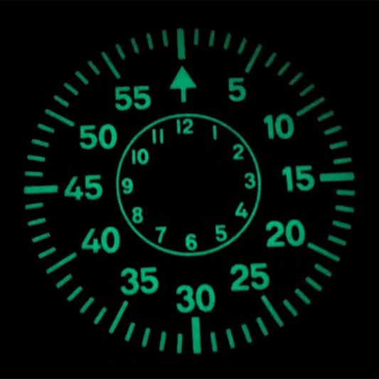38.9mm Pilot watch dial with green lume, 2-circle design for ETA 6498/ST3621 movements.