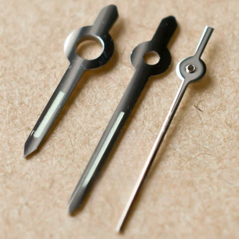 Silver trim green luminous watch hands for ETA2671 movement, precise fit for watch repair