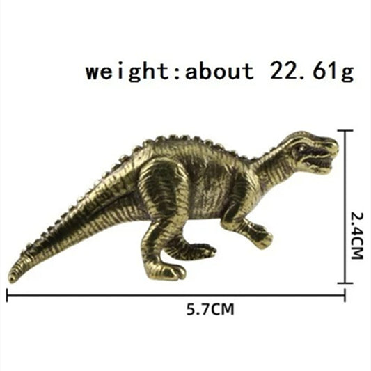 Hand-carved solid copper Tyrannosaurus figurine, vintage bronze finish.