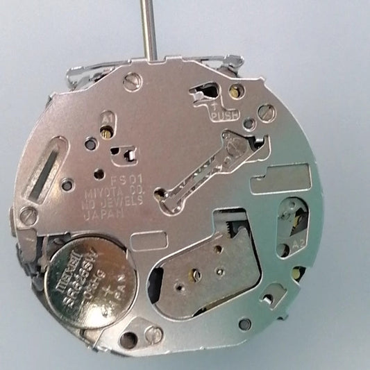 Japan Miyota FS01 quartz watch movement part for precise timekeeping in watch repairs and assembly.