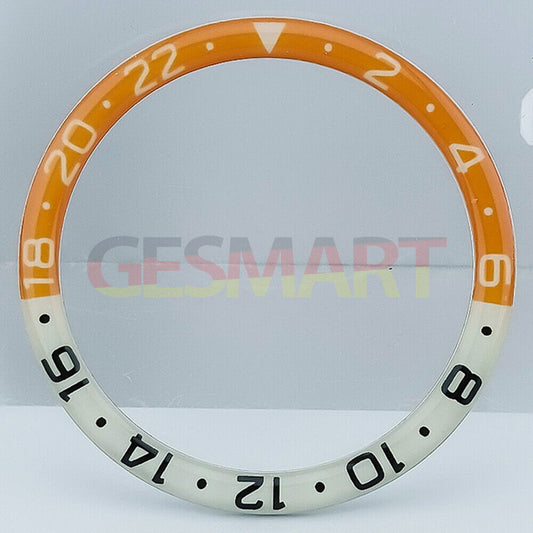 38mm light orange/yellow resin and alloy bezel with blue lume for SKX007 SKX011 watches