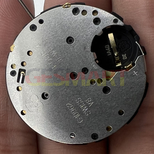 ETA G10.962 quartz chronograph watch with three subdials, date display, and Swiss movement for precision.