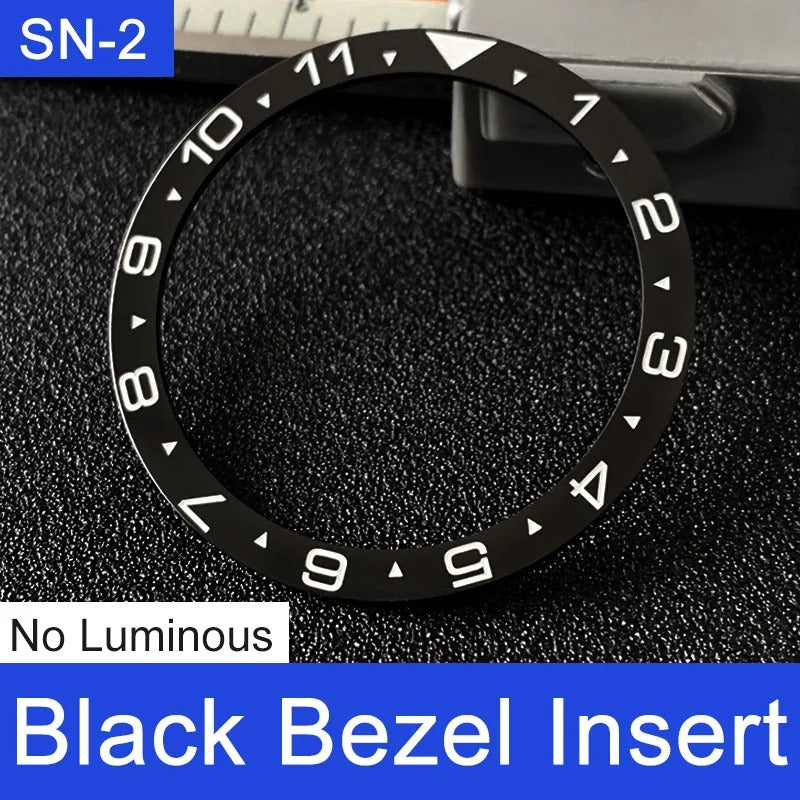 White Font 38mm No Lume Black Flat Ceramic Watch Bezel For Skx009 Skx007 Skx011