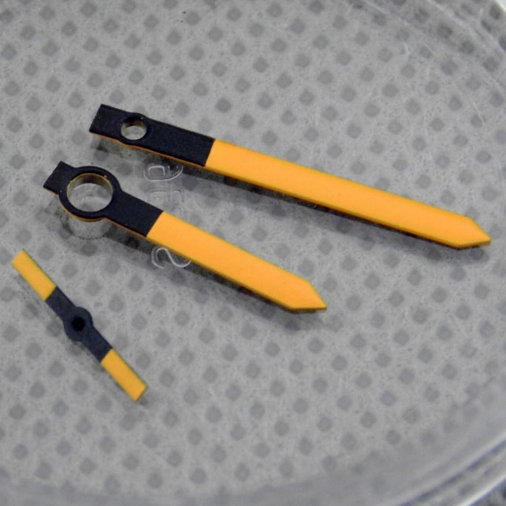 Orange and black watch hands set for ETA6497 6498 ST3600 ST3620 movements, precise fit and style.