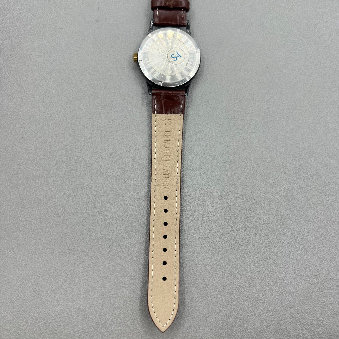 37mm Shanghai Brown Leather Strap Manual Mechanical Watch Roman Numerals 17 Jews