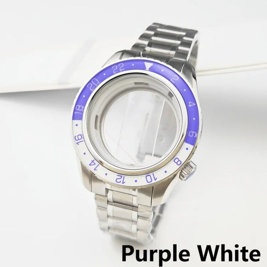 44mm 316L Watch Cases With Green Luminous Bezel for NH34/NH35/NH36/4R35A/4R36A