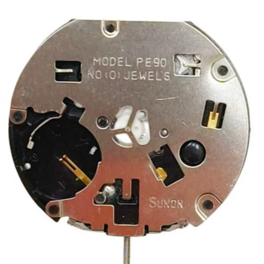China Made PE90 quartz watch movement with three small second hands at 3, 6, 9 and moon phase indicator for accuracy
