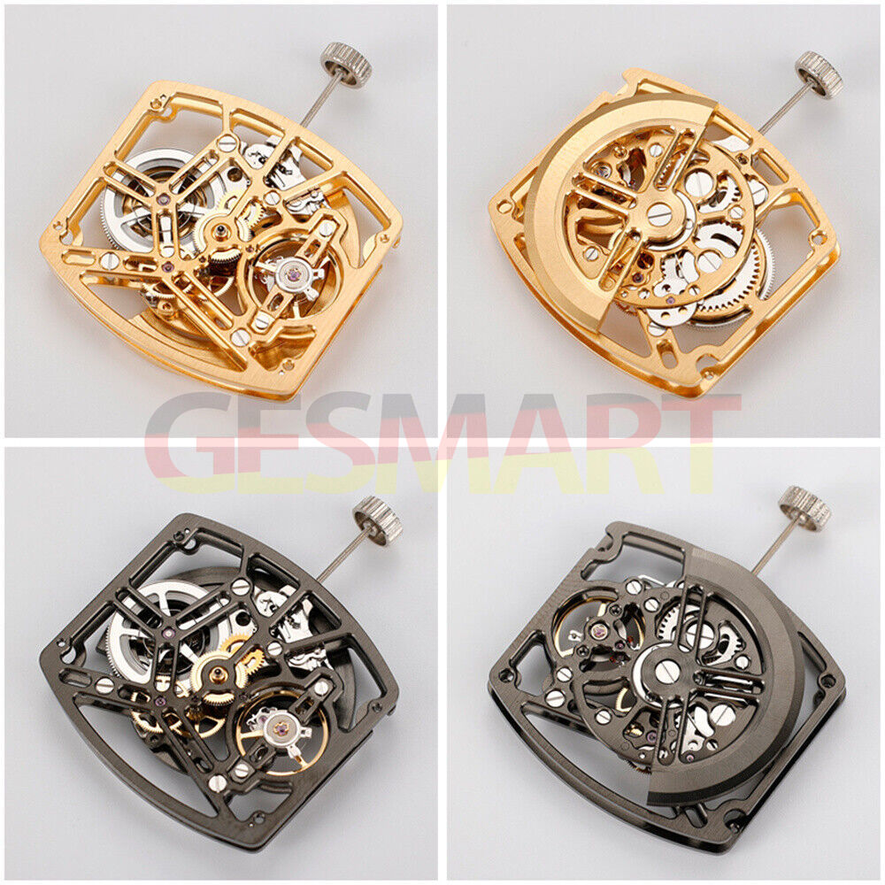 Asiatisches HZ1C01A Silber/Gold/Schwarzes tonnenförmiges automatisches mechanisches Uhrwerk