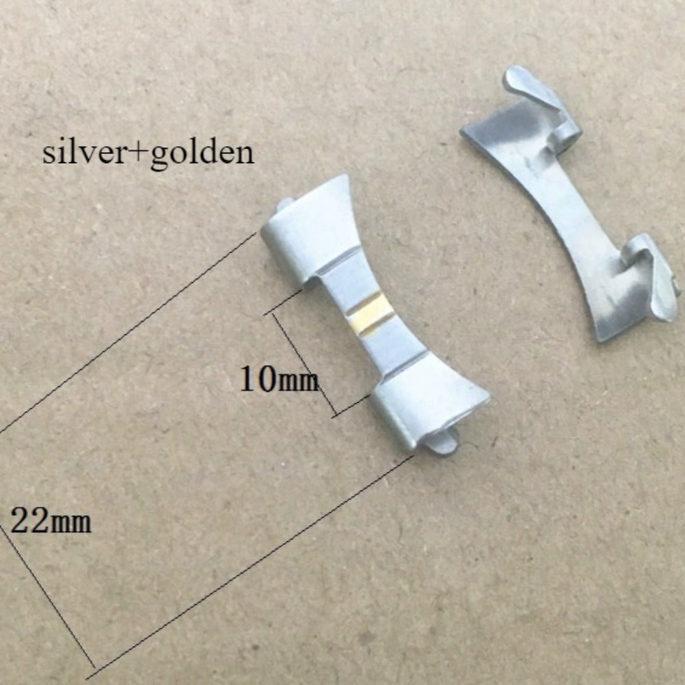 Silver+Golden 22x10mm Curved End Links Spring Bars Bracelet Watch Band Strap#38