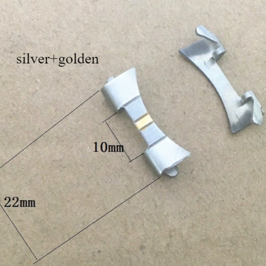 Silver+Golden 22x10mm curved end watch band links with spring bars for bracelet strap#38, durable replacement accessories.