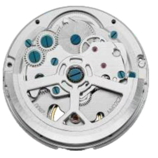 China Made Silver 2800 Automatic watch with mechanical 3 hands and balance wheel at 6 o'clock, 24 jewels.
