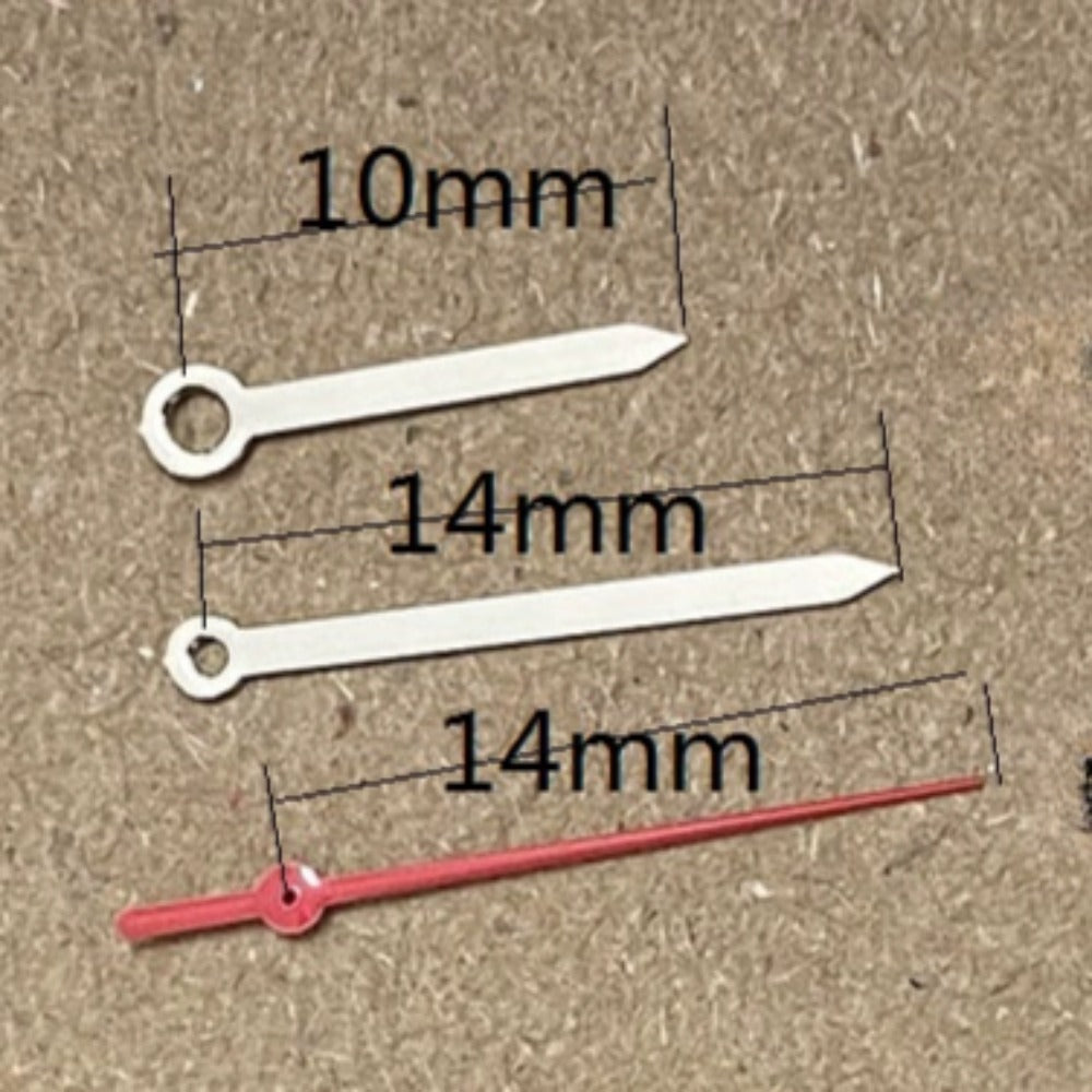 Aiguilles de montre en forme de flèche argentée et rouge 10 x 14 x 14 mm pour mouvement à quartz Ronda 515