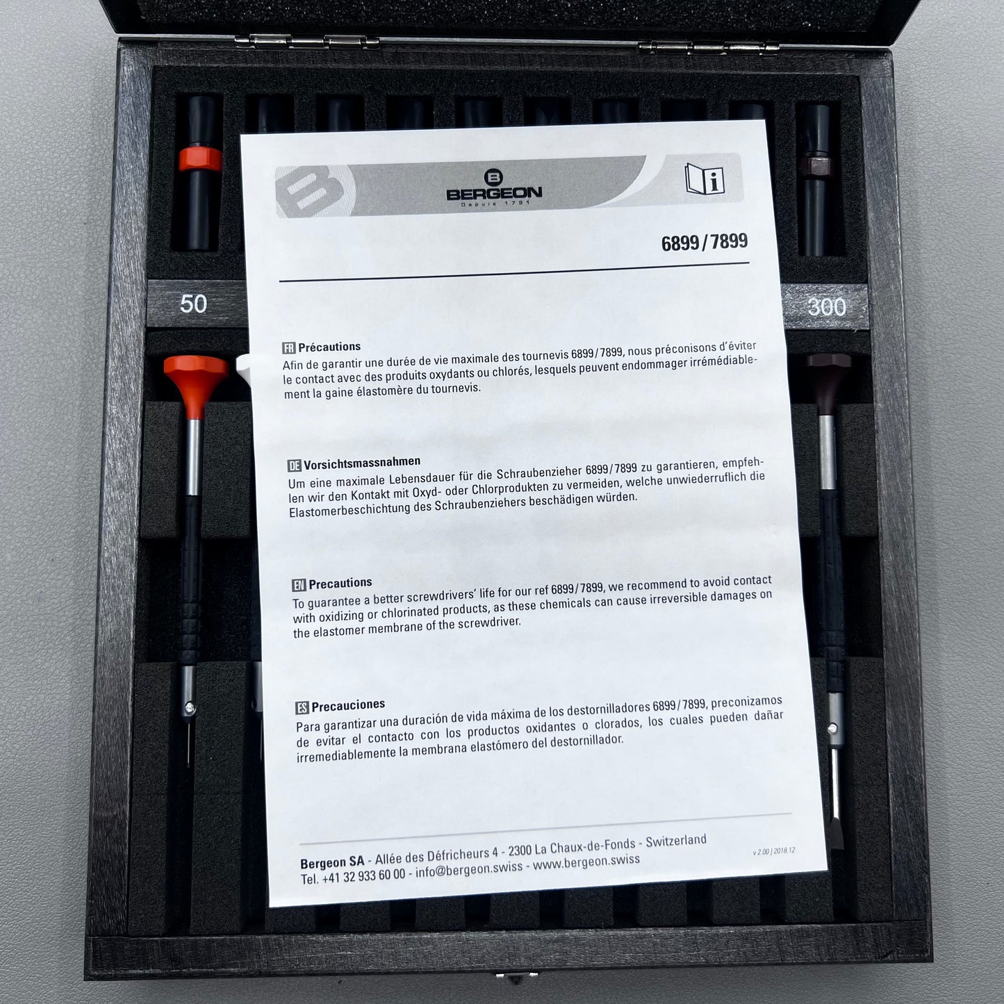 Swiss Bergeon 7899-A10 Set Of 10 Ergonomic Screwdrivers Ø0.50mm-Ø3.00mm
