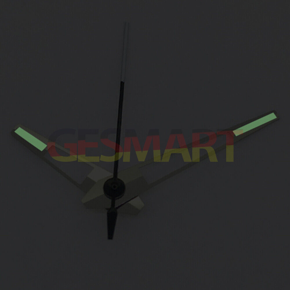 Green luminous watch hands with silver trim compatible with China Made 8215/2813 Miyota 8N24 movements.